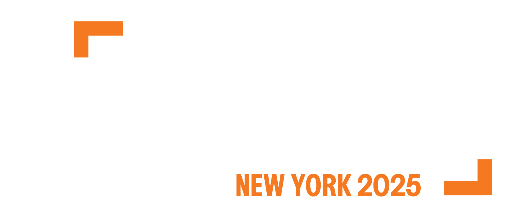 ReelAbilities film festival logo: Reelabilities in all caps white font, framed with two orange brackets placed diagonaly off center. Below in smaller text: Film Festival (in white), New York 2025 (in orange)